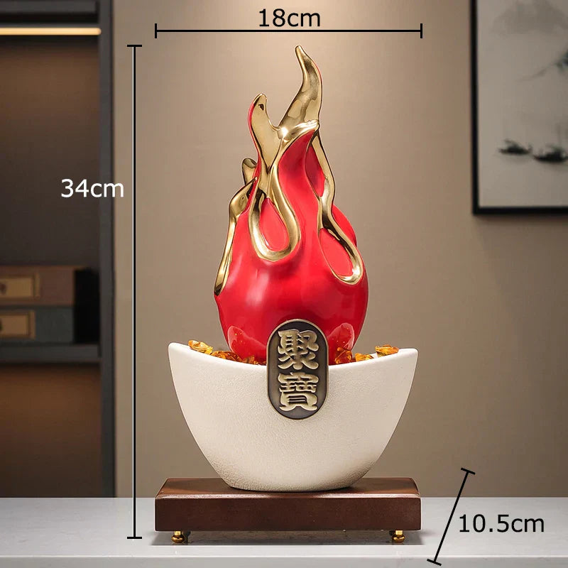 DecorBites™ Gilded Pitaya Cat Ceramic Feng Shui Ornament Landscaping Decoration