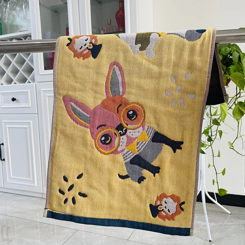 DecorBites™ Kids Cartoon Face Towels - Set of 3 | Cats Print | 100% Cotton | 25*50cm