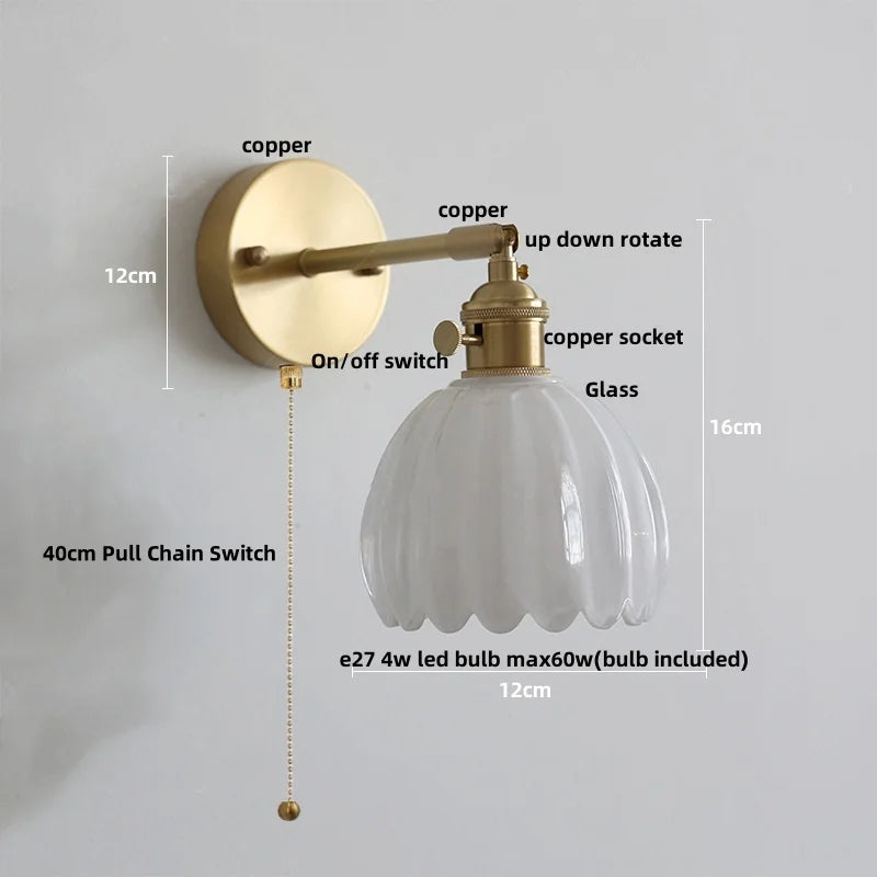 DecorBites™ Clear Glass LED Wall Lights Up Down Rotate Copper Nordic Modern Stair Sconce