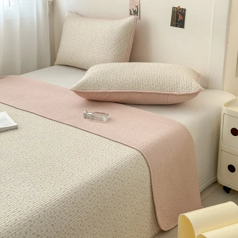 DecorBites™ Double-Sided Cotton Bed Cover Quilted Tatami Mat, Soft & Anti-Slip Mattress