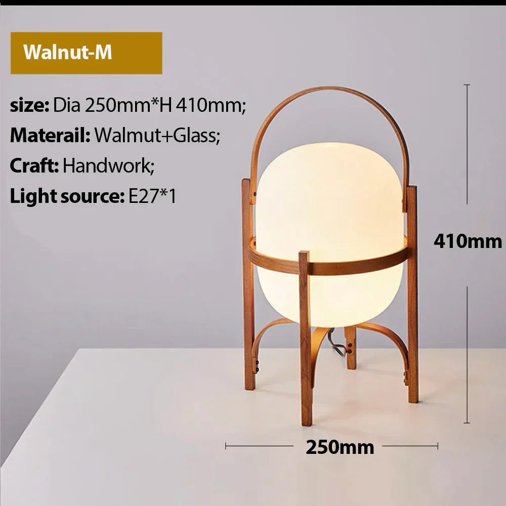 DecorBites™ Glass & Wood/Metal Table Lamp - Japanese Style Room Light