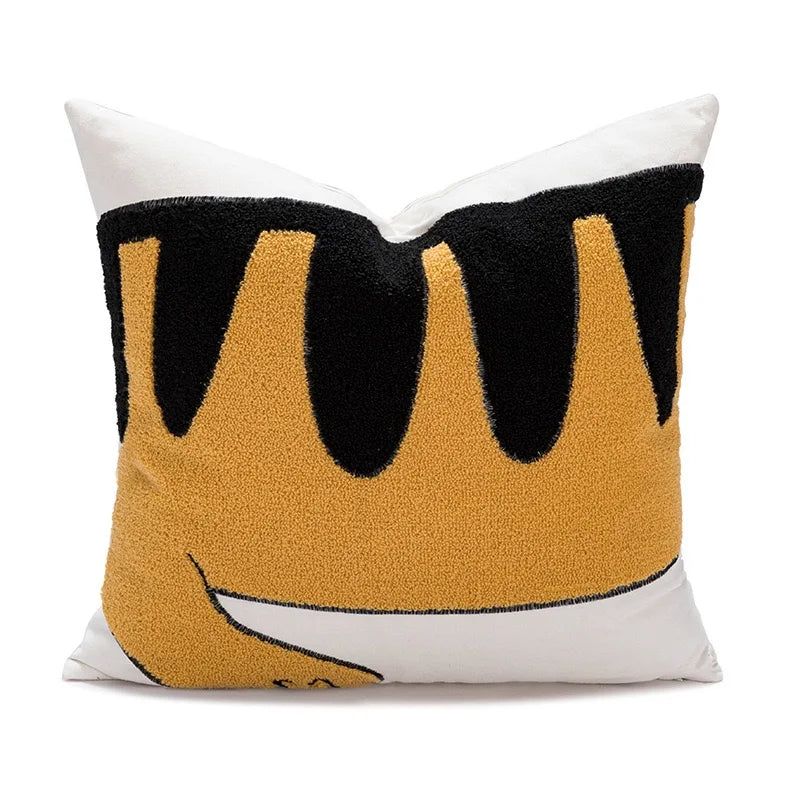 DecorBites™ Cartoon Tiger Embroidered Cotton Pillow Cover for Bedroom