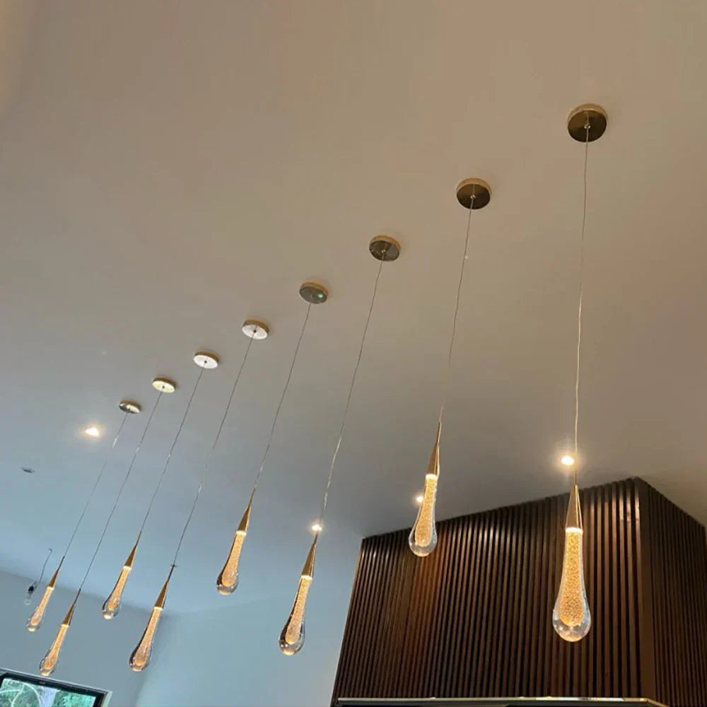 DecorBites™ Crystal Glass LED Pendant Tear Drop Light Chandelier