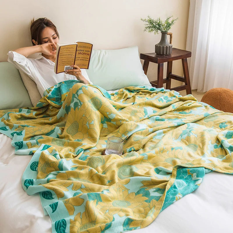 DecorBites™ Bamboo Four Layer Gauze Summer Quilt - Cool & Refreshing Thin Blanket