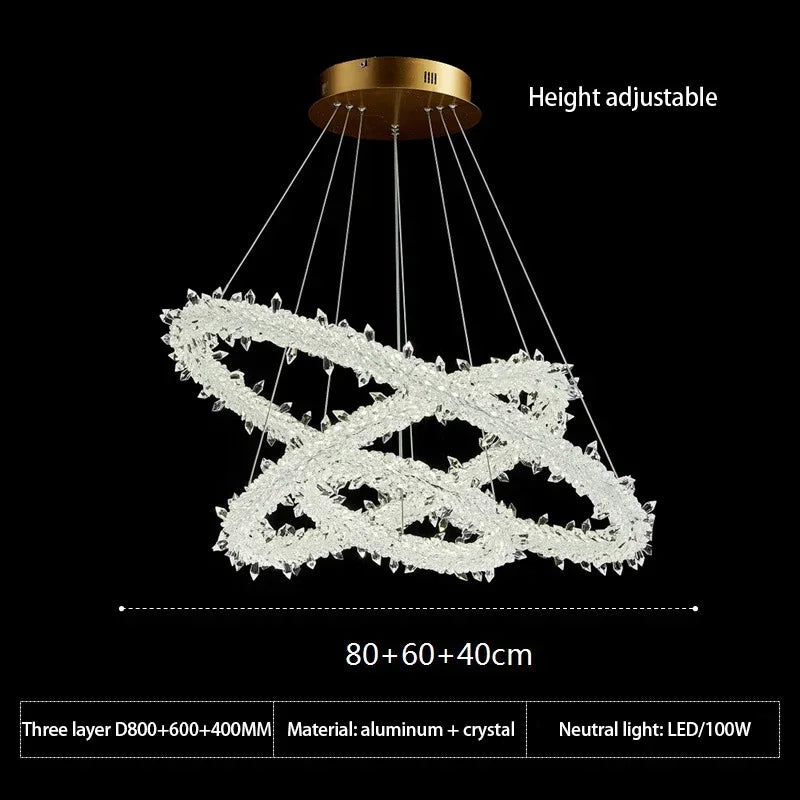 DecorBites™ Crystal Flower LED Chandelier: Elegant Round Pendant Light for Dining & Living Room