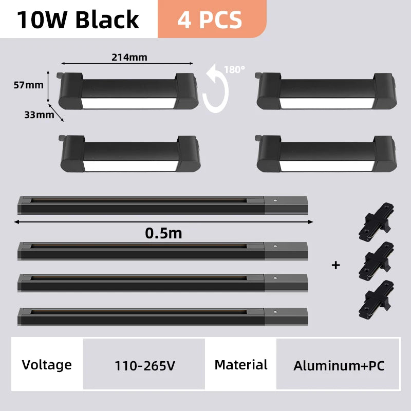 DecorBites™ LED Track Light Set: Rail Track Lamp, Floodlight, Chandelier for Home Decor.