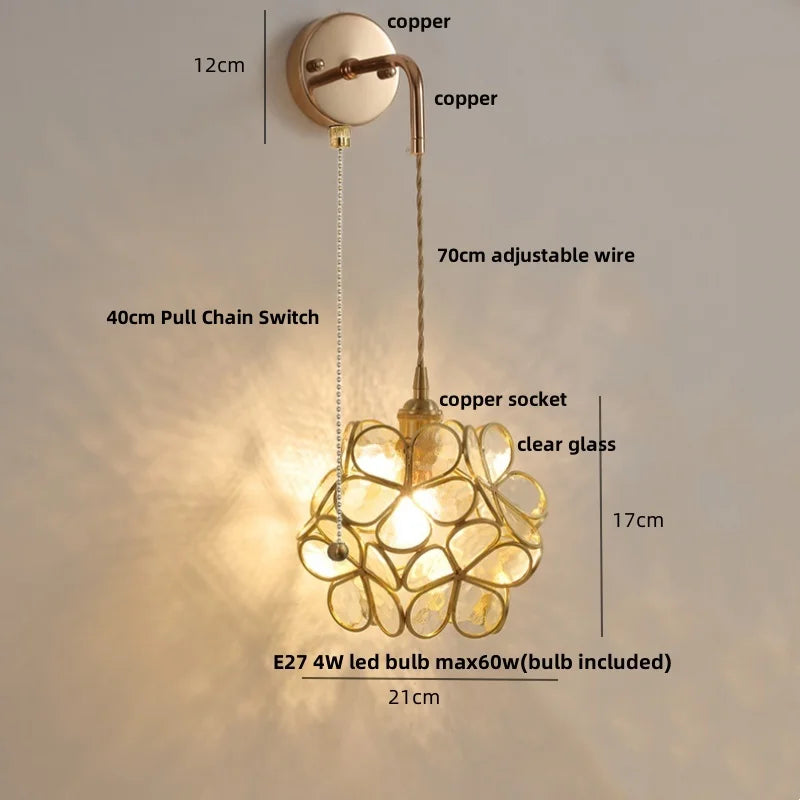 DecorBites™ LED Wall Lights Clear Glass Adjustable Bedside Lamp Nordic Modern Style