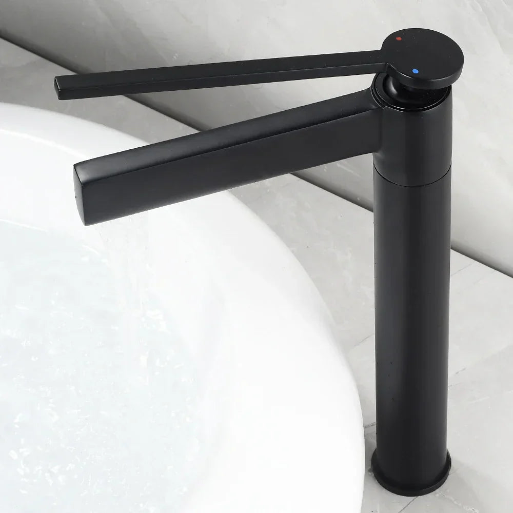 DecorBites™ Brass Deck Mounted Basin Faucet Single Handle Hot Cold Mixer for Bathroom Sink
