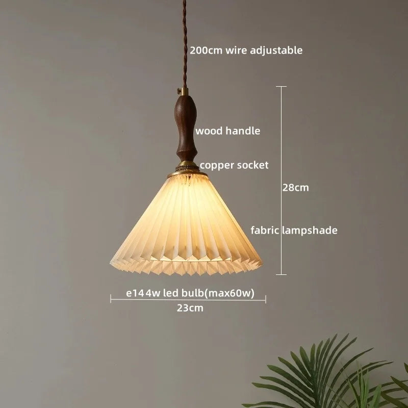 DecorBites™ LED Pendant Light Fixture Wood Handle Clear Glass Modern Hanging Lamp
