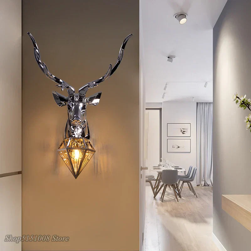 DecorBites™ Antlers LED Wall Light: Modern Bedroom Deer Wall Sconce, Retro Living Room Luminaire