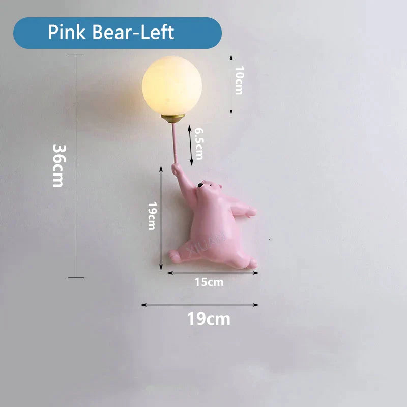 DecorBites™ Blue Bear 3D Moon Wall Lamp for Children's Bedroom Interior Lighting