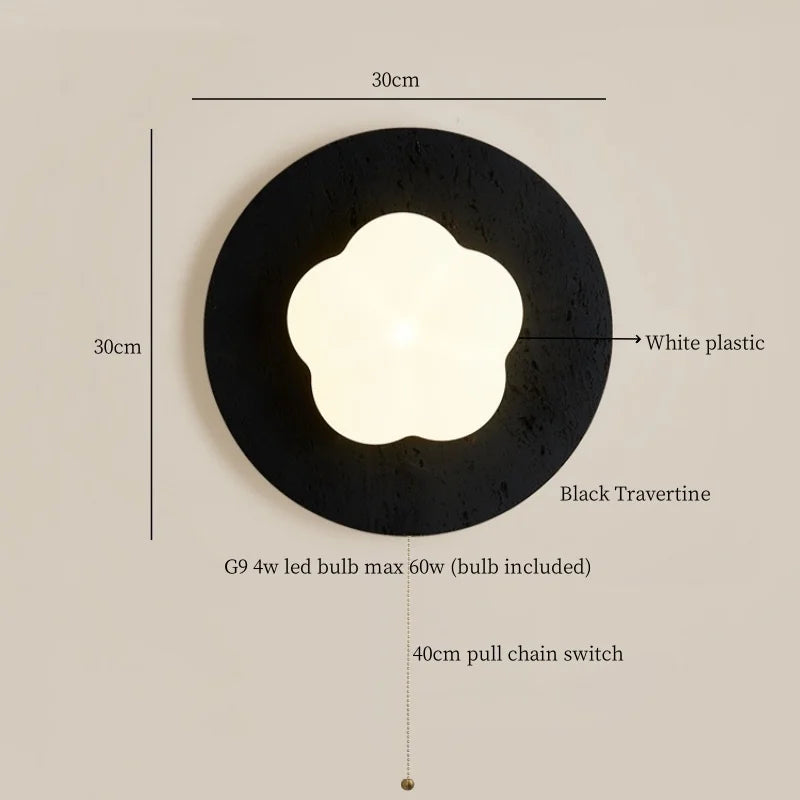 DecorBites™ Black Travertine LED Wall Lights Modern Home Decoration Bedside Lamps