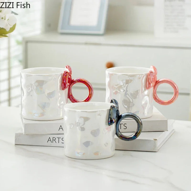 DecorBites™ Bowknot Glazed Porcelain Coffee Mug, Lovely Design Tea Cup, Ideal for Milk and Juice