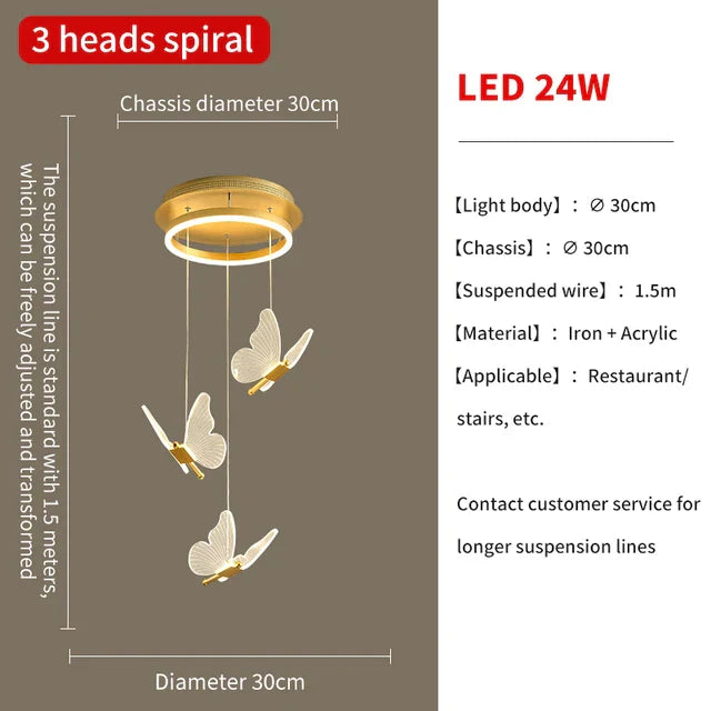 DecorBites™ Gold LED Butterfly Pendant Lights for Home Staircase, Living Room, Bedroom Chandeliers