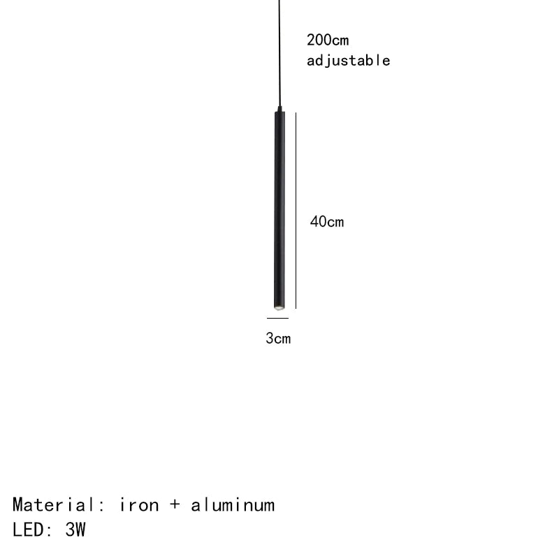 DecorBites™ Black LED Pendant Lights 30/40/50/60cm for Dining Room, Bedroom, Kitchen