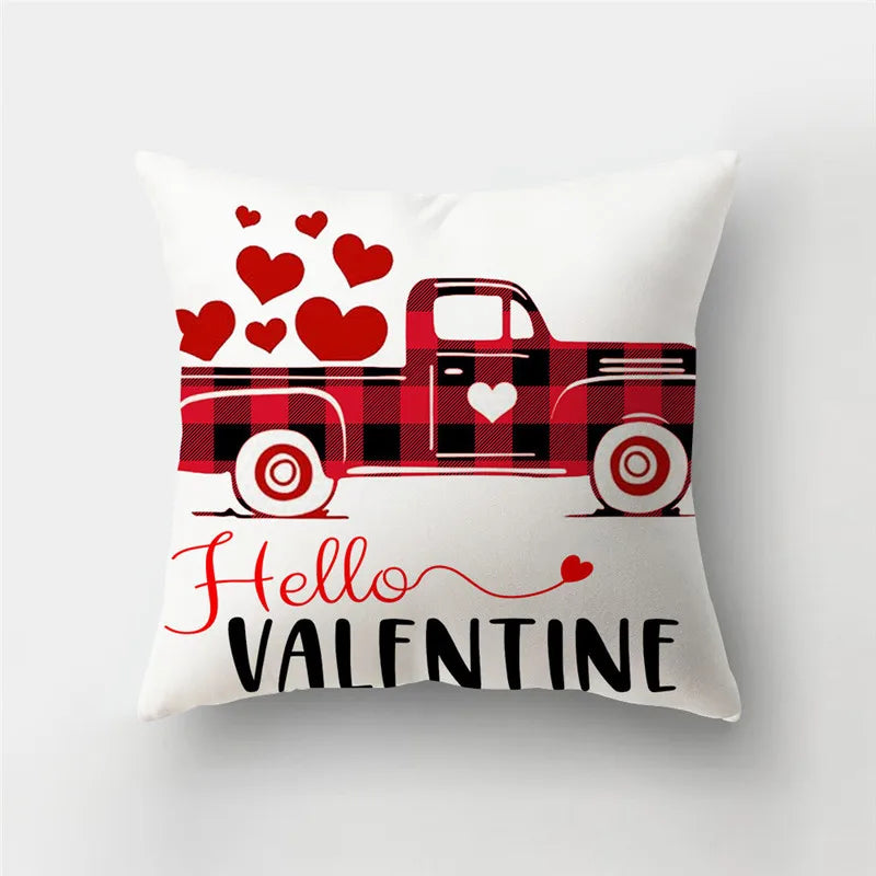 DecorBites™ Love Heart Print Pillow Covers 45x45cm Home Decor Sofa Cushion Case