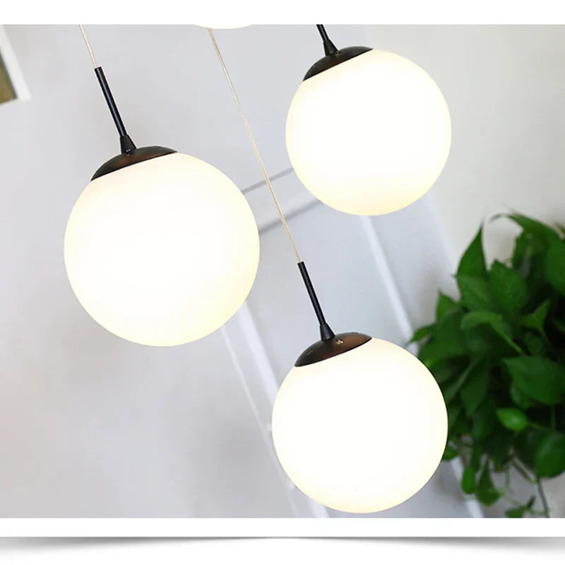 DecorBites™ Cream Glass Ball Chandelier for Duplex Villa Penthouse, Restaurant and Staircase