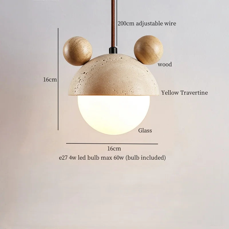 DecorBites™ Creative Stone LED Pendant Light Yellow Travertine Nordic Minimalism Hanging Lamp