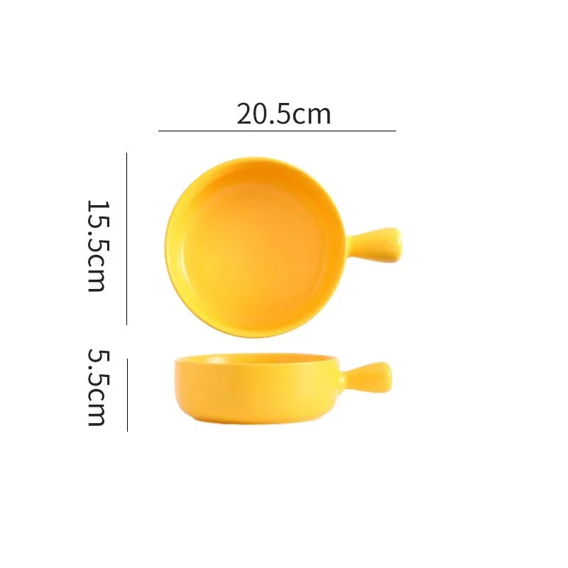 DecorBites™ Ceramic Single Handle Salad Bowl, Microwave Safe for Breakfast, Dessert, Soup