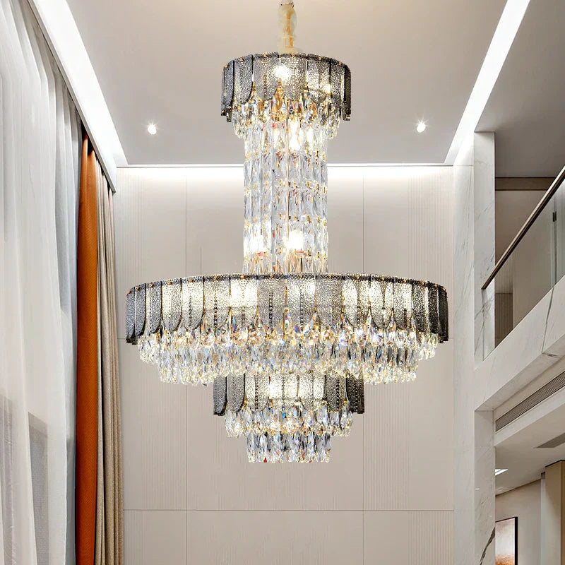 DecorBites™ Crystal Chandelier: Postmodern Multi-layer Luxury for Villa, Hotel Lobby, and Living Room