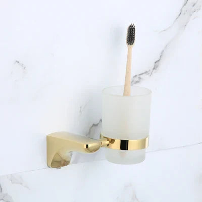 DecorBites™ Gold Bathroom Hardware Set: Towel Rack, Shelf, Paper Holder, Towel Holder, Toilet Brush Holder