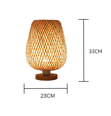 DecorBites™ Bamboo Table Lamp Handmade Bedroom Living Room Decor Wood Light