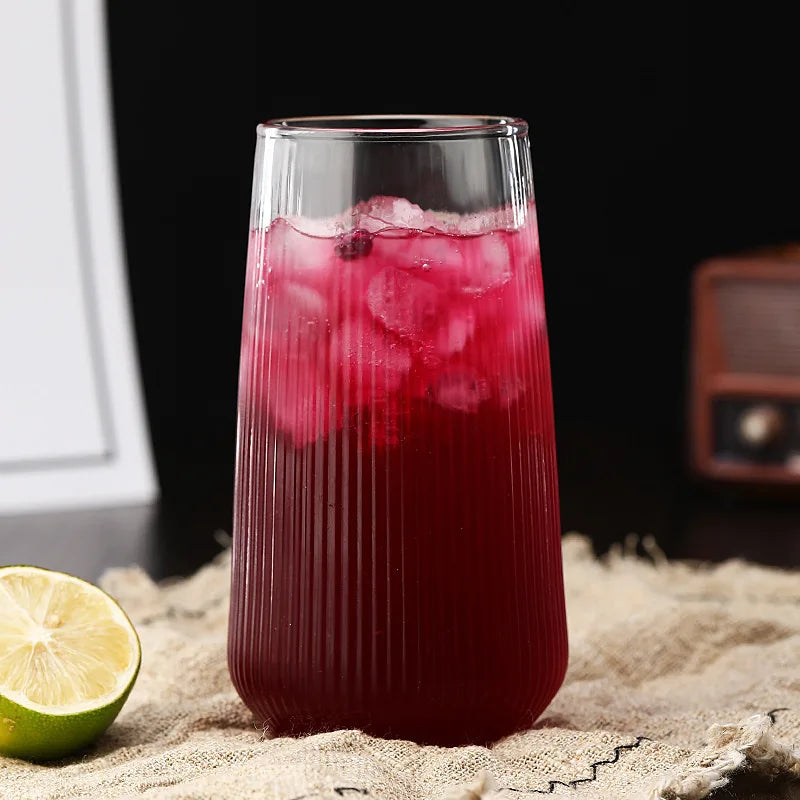 DecorBites™ Glass Cup Set with Lid and Straw for Tea Coffee Juice Beer Milk Mocha