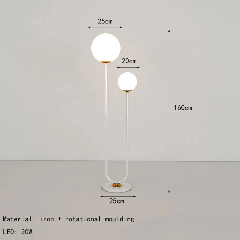 DecorBites™ Black White Metal Floor Lamp 3 Dimming White Glass - Elegant Standing Light for Home