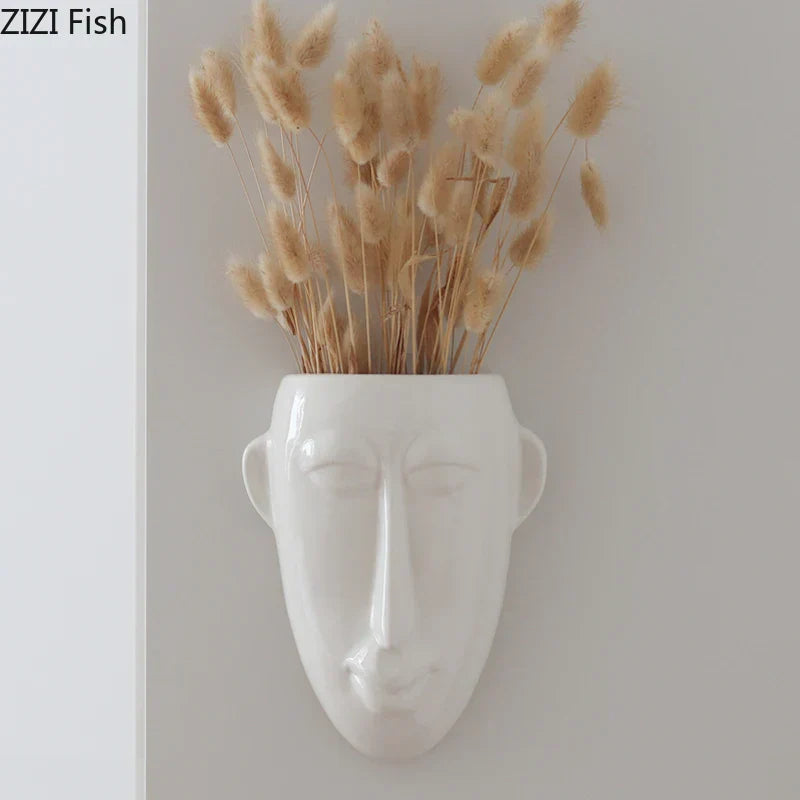 DecorBites™ Abstract Human Face Ceramic Vase Plant Pot Room Decoration