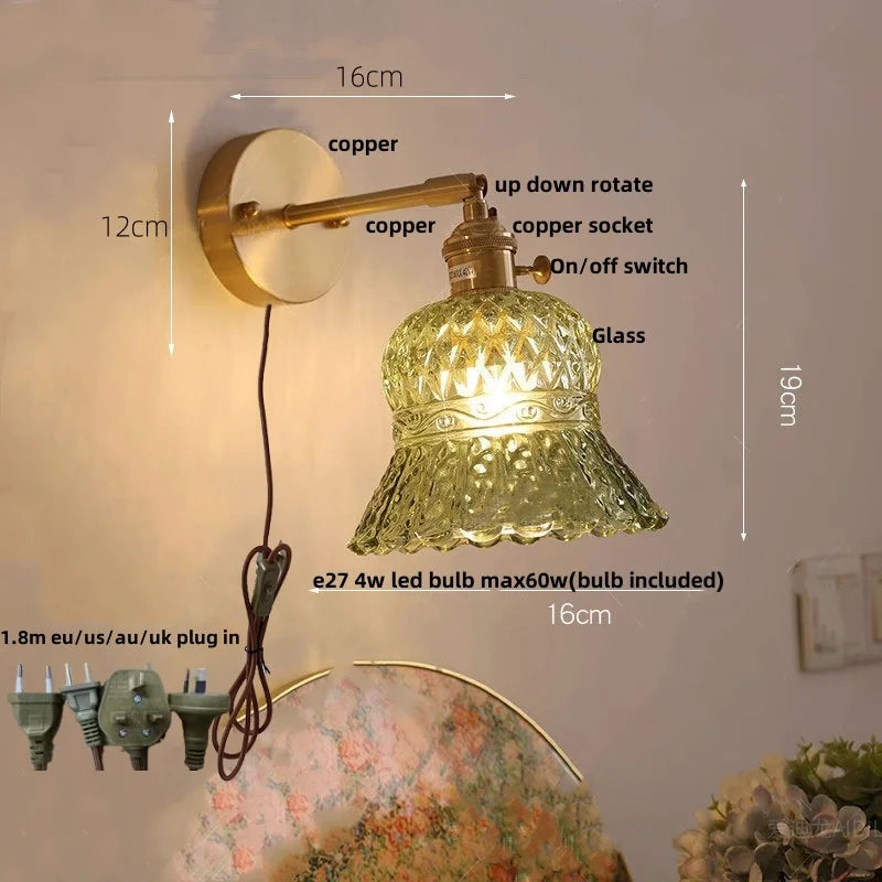 DecorBites™ Amber Flower Glass LED Wall Light Fixture for Kitchen Restaurant Bar