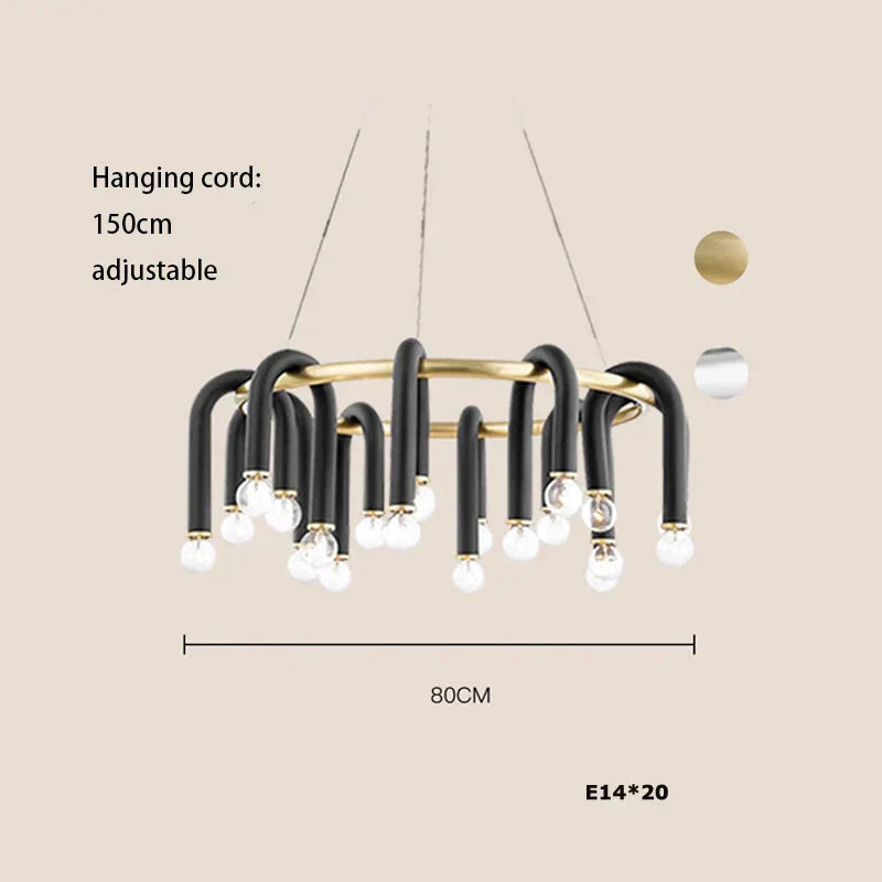 DecorBites™ LED Tube Chandelier Lighting High Ceiling Lustre Hanging Lamps for Home Deco