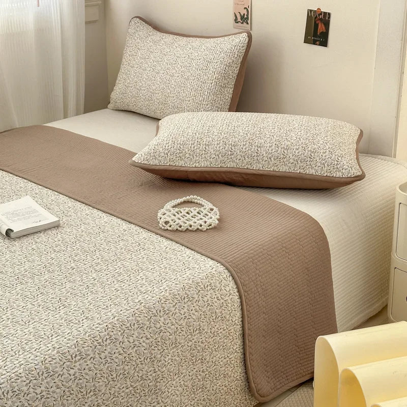 DecorBites™ Double-Sided Cotton Bed Cover Quilted Tatami Mat, Soft & Anti-Slip Mattress