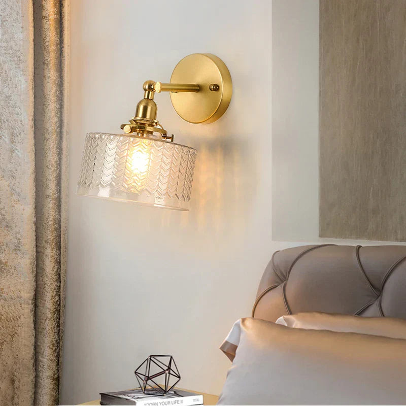 DecorBites™ Clear Glass LED Mirror Light Pull Chain Copper E14 Wall Lamp