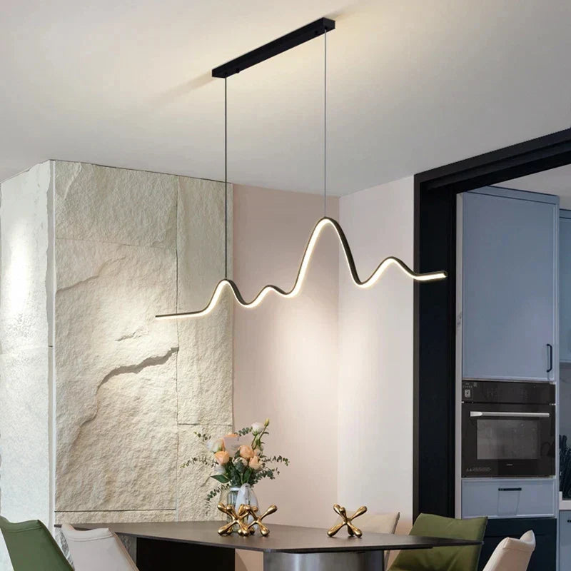 DecorBites™ LED Aluminum Chandelier Modern Wave Line Kitchen Island Pendant Light
