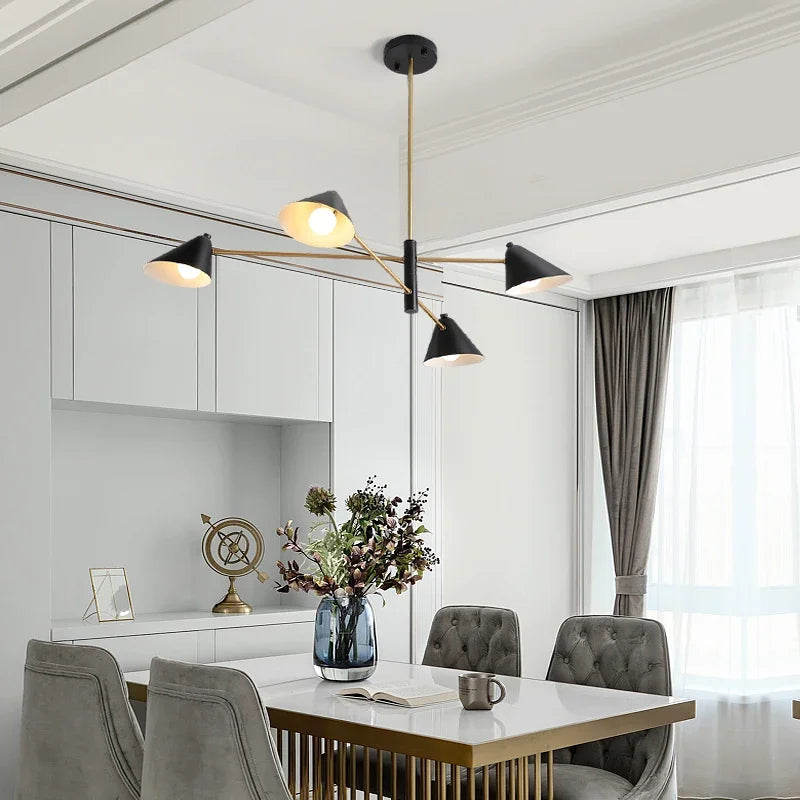DecorBites™ Cone Shade Chandelier: Minimalist Nordic Design for Living and Dining Rooms
