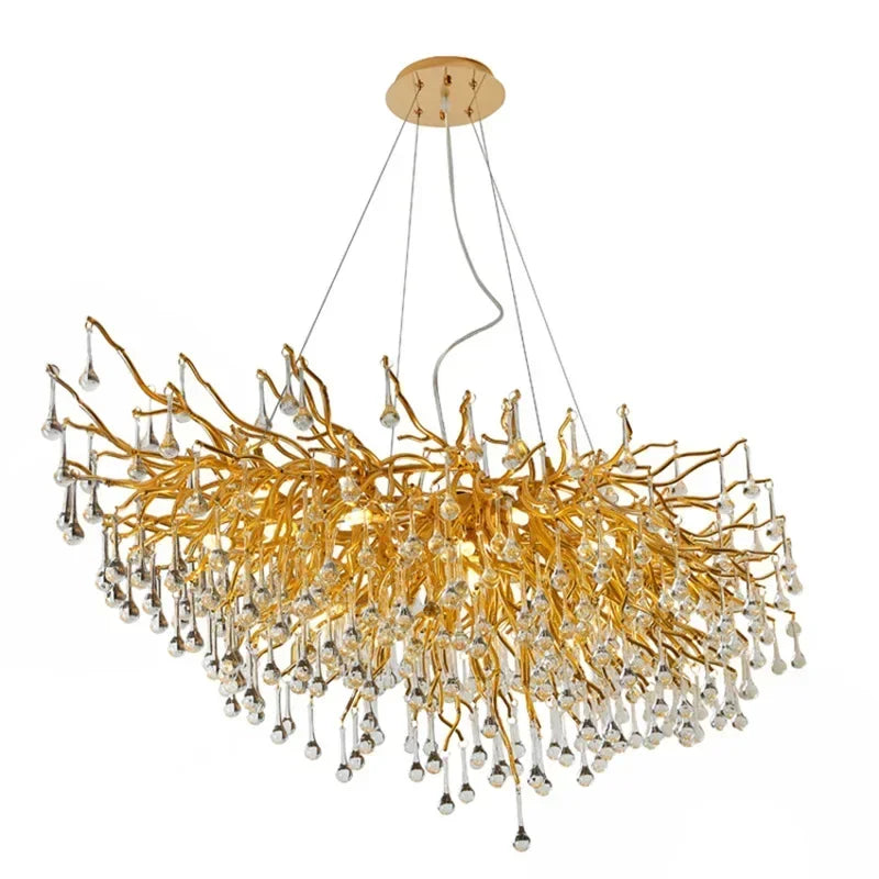 DecorBites™ Crystal LED Living Room Chandelier, Modern Luxury Water Drop Pendant Lamp