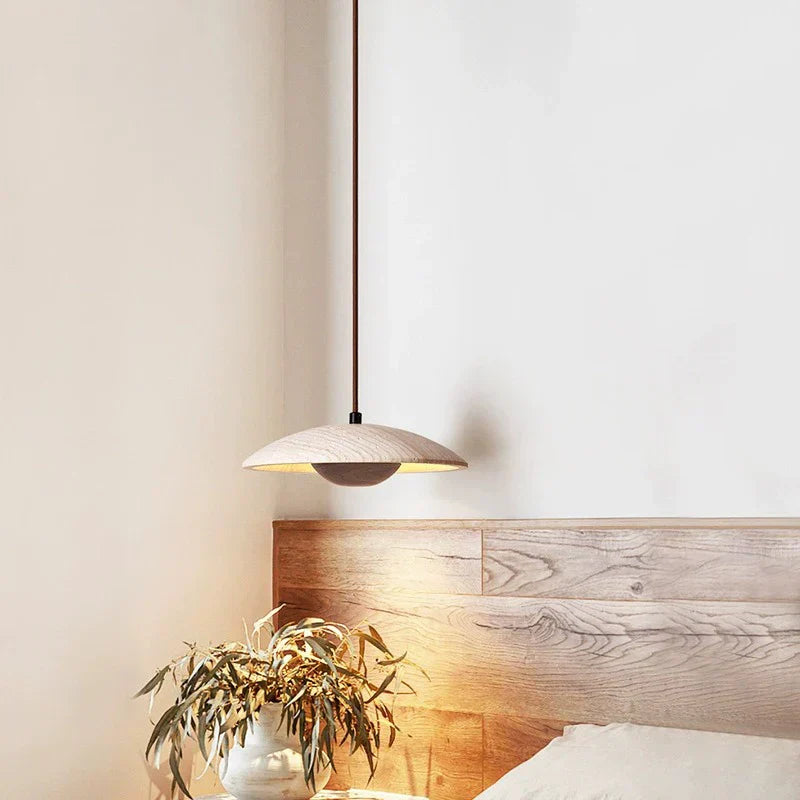 DecorBites™ Cream Stone Wood Chandelier: Danish Style Bedroom Pendant Lamp for Natural Atmosphere