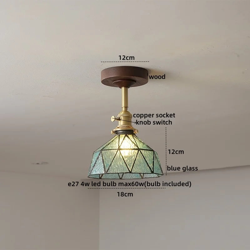 DecorBites™ LED Glass Wood Ceiling Lamp for Modern Indoor Lighting and Decoration
