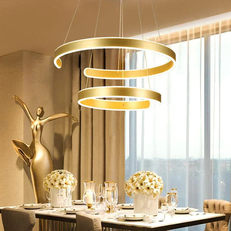 DecorBites™ Circle Rings Acrylic Aluminum LED Ceiling Lamp