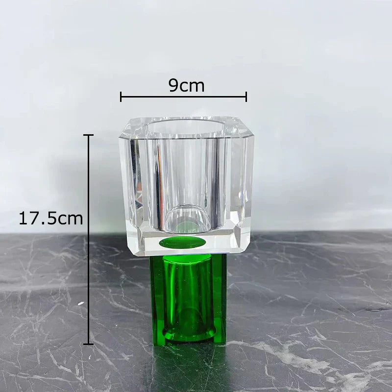 DecorBites™ Geometric Square Glass Vase Artificial Flowers Modern Floral Arrangement