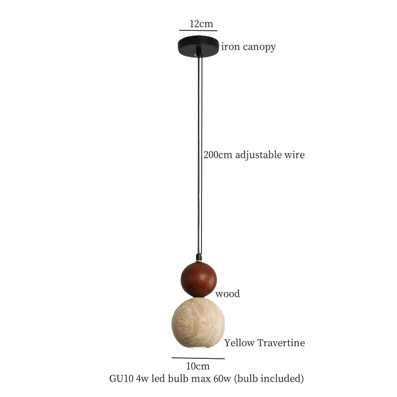 DecorBites™ Creative Stone LED Pendant Light Yellow Travertine Nordic Minimalism Hanging Lamp