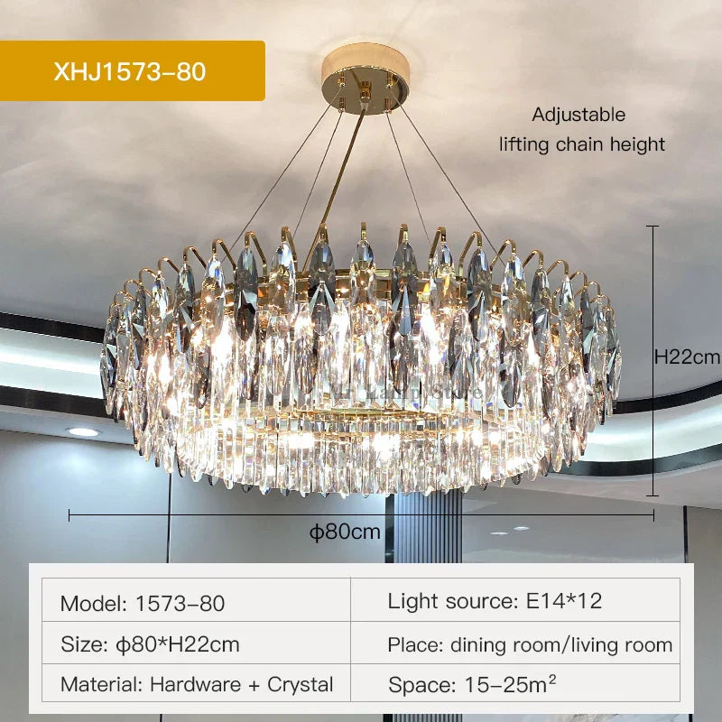 DecorBites™ Crystal Atmosphere Chandelier: Modern Luxury for Living Room, Dining Room, Bedroom
