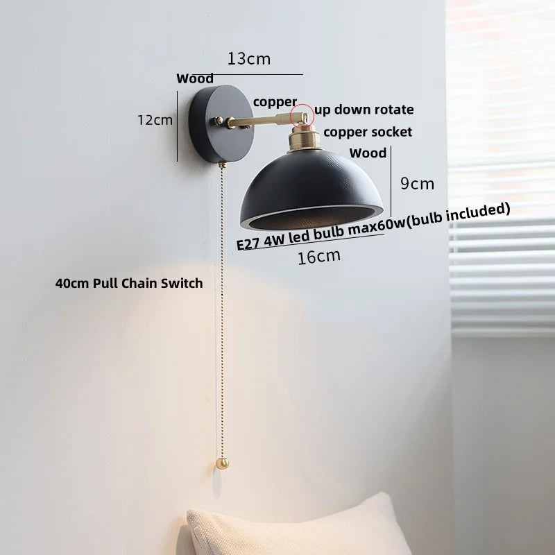 DecorBites™ Black Wood LED Wall Sconce, Rotatable Stair Light