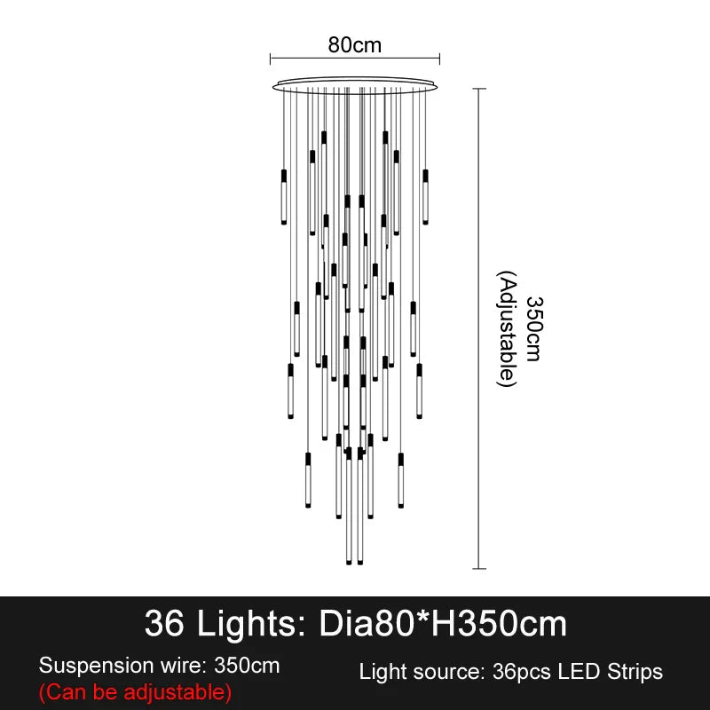 DecorBites™ LED Staircase Chandeliers: Modern Luxury Lighting for Living Room, Restaurant, or Duplex Attic