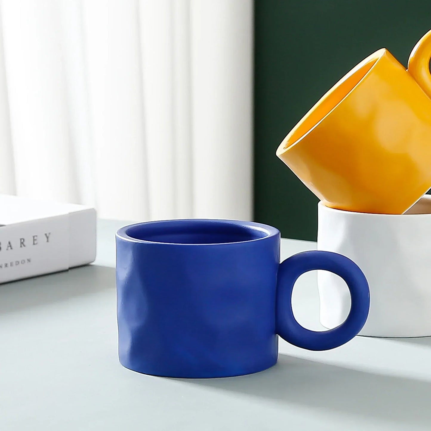 DecorBites™ 400ml Ceramic Coffee Mug with Round Handle, Home Drinking Cup