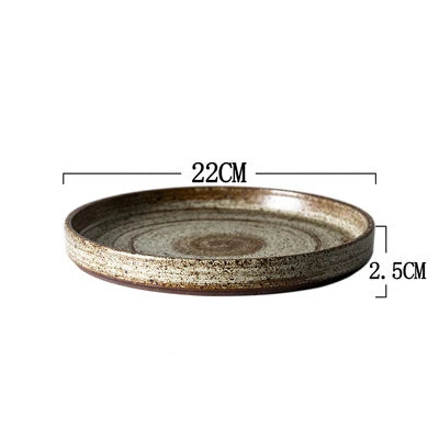 DecorBites™ Japanese Style Handmade Stoneware Dinnerware Set - Round Plates and Bowls