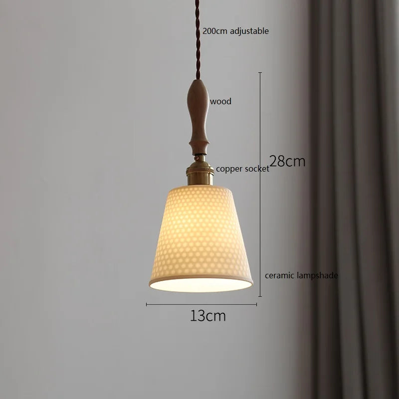 DecorBites™ Butterfly Ceramic LED Pendant Lamp with Wooden Handle for Home Decor