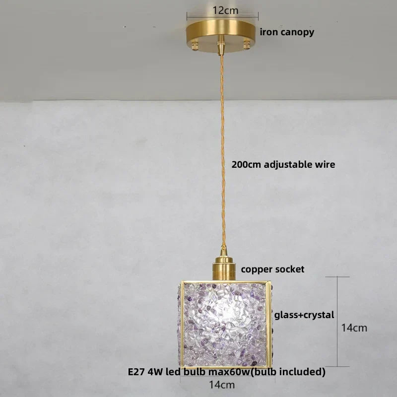 DecorBites™ Crystal Glass LED Pendant Lamp: Modern Nordic Style Hanging Light Fixture for Home Decor