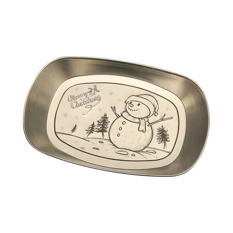 DecorBites™ Christmas Fruit Tray Santa Claus Snowman Print Decorative Plate