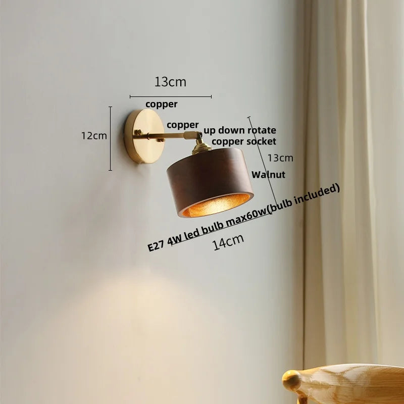 DecorBites™ LED Walnut Wood Wall Sconce with Pull Chain Switch